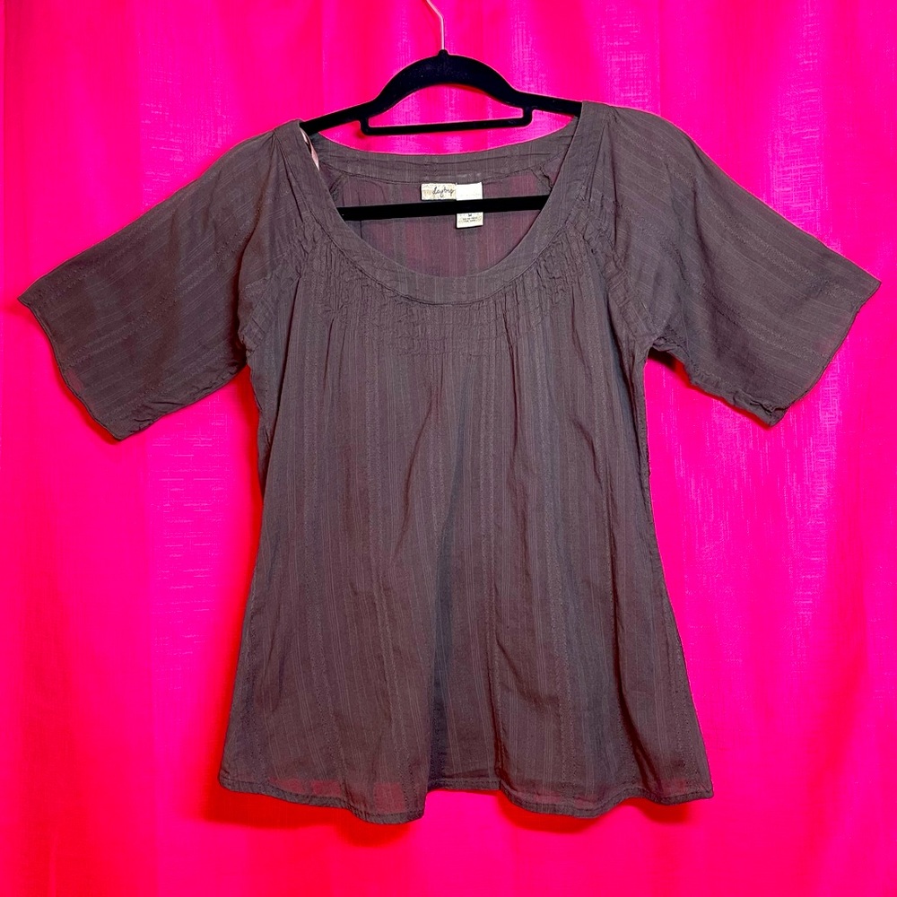 DAYTRIP BROWN BOHO SCOOP NECK BLOUSE SIZE M